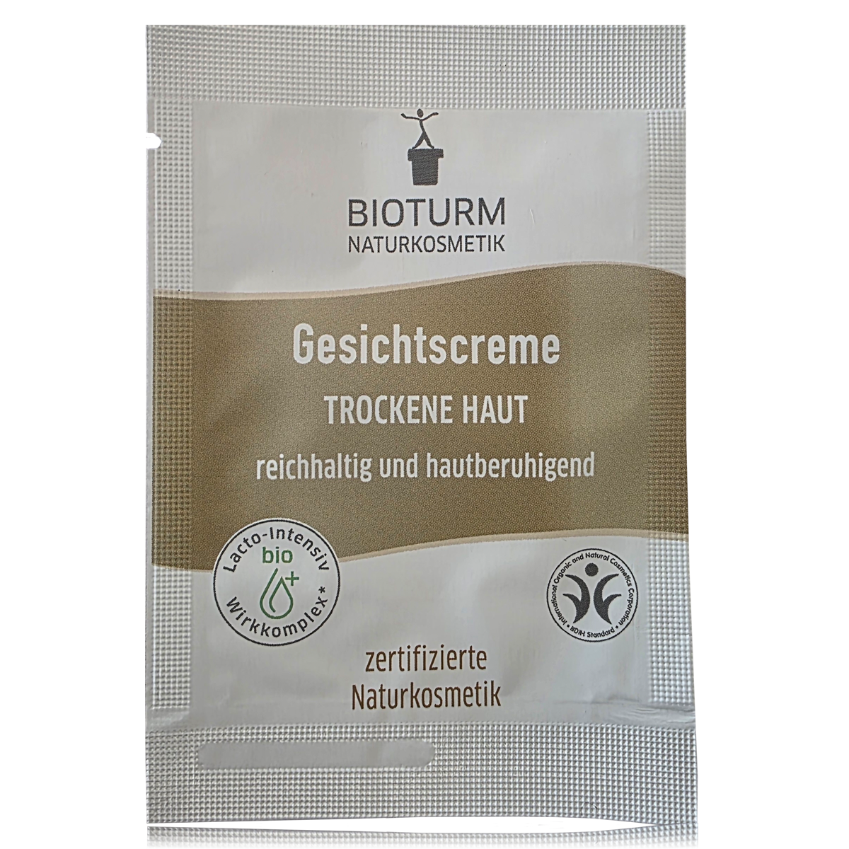 Sachet Gesichtscreme von Bioturm Naturkosmetik, reichhaltig und hautberuhigend