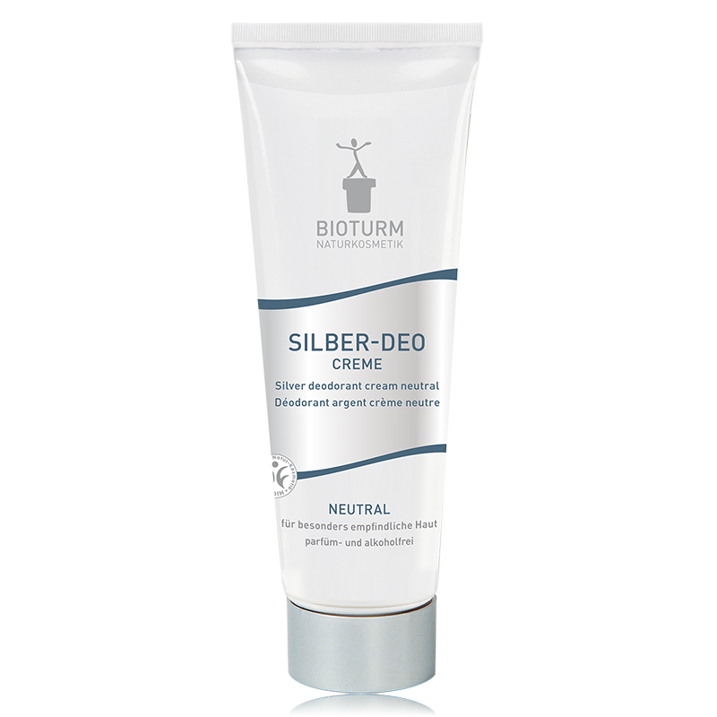 Eine Darstellung der Silber-Deo Creme neutral Nr.39: Die Verpackung zeigt Deo-Schutz für besonders empfindliche Haut - ohne Alkohol und Parfum.