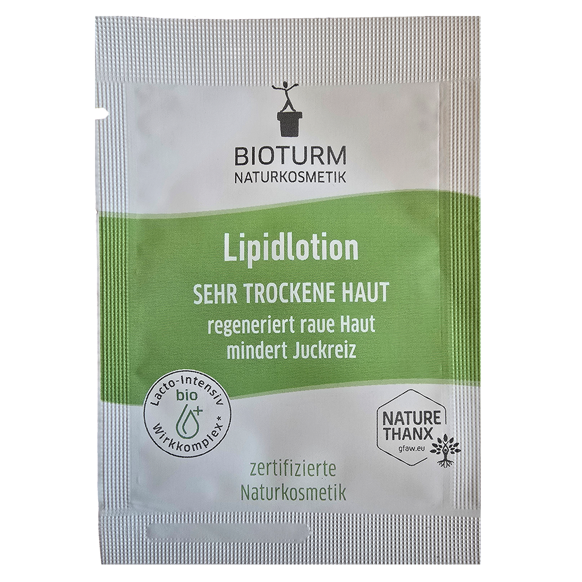 Sachet der Lipidlotion von Bioturm Naturkosmetik