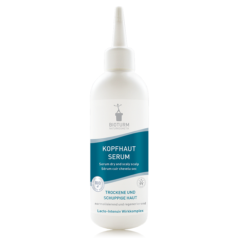 Eine Darstellung des Kopfhaut-Serum Nr.5: Die Verpackung zeigt Intensive Extrapflege für juckende und gespannte Kopfhaut mit trockenen Schuppen.